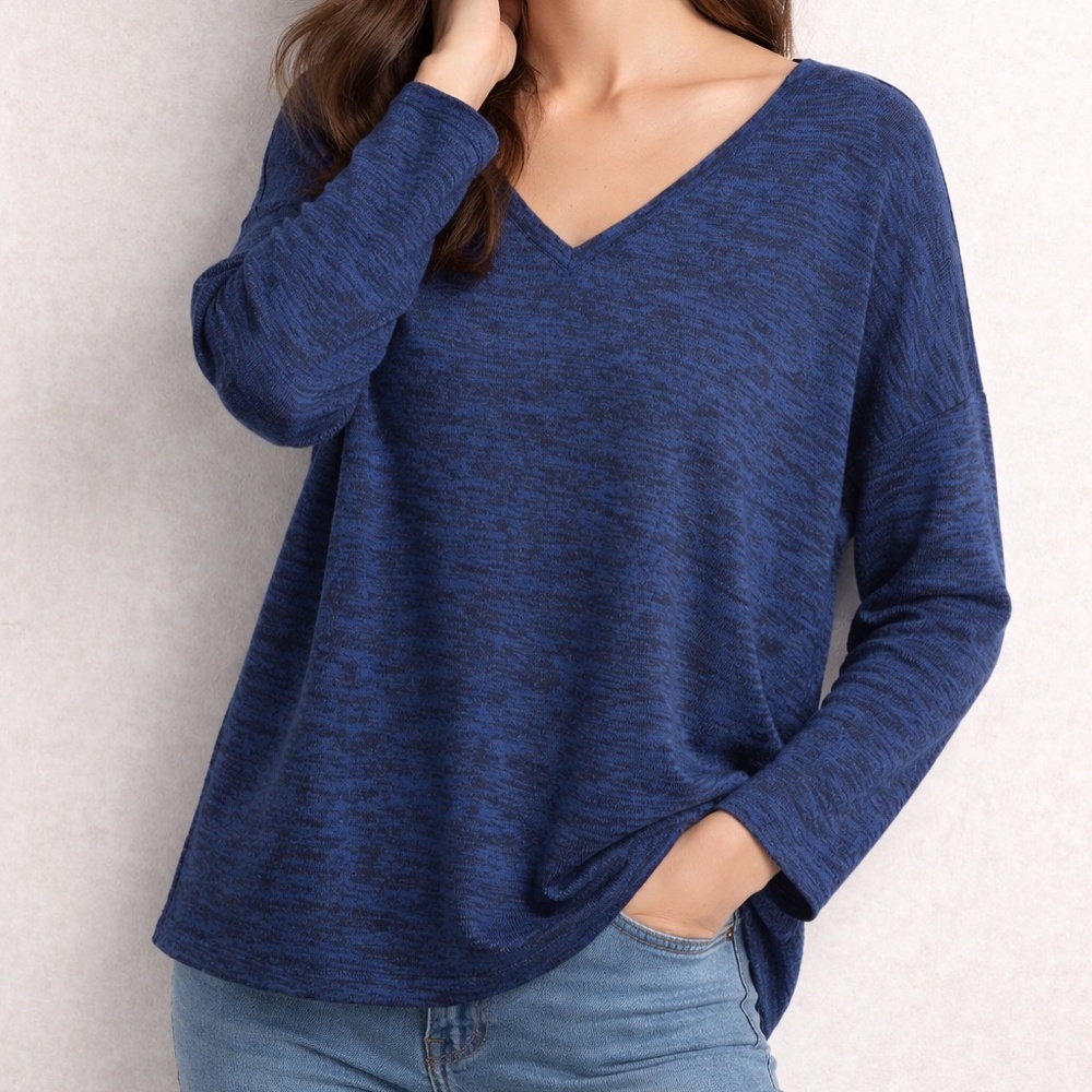 Splendid Blue V-Neck Sweater with V-Back